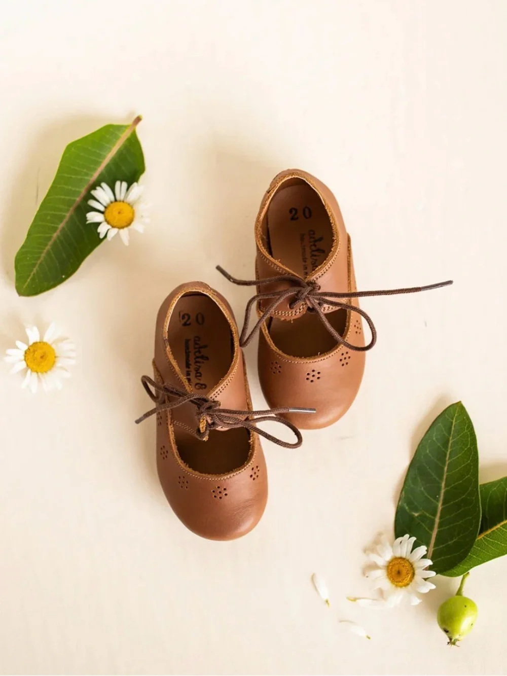 Brown Leather Lace-Up baby Shoes